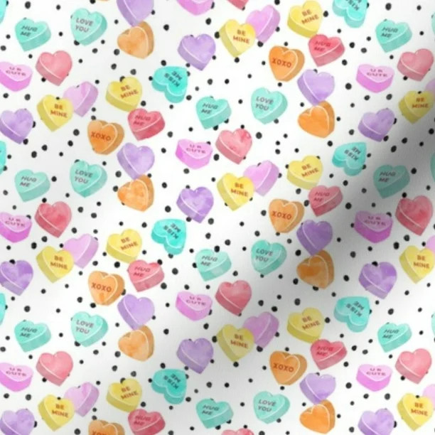 Conversation Hearts Valentine Valentines Candy Fabric Printed by Spoonflower BTY - Walmart.com | Walmart (US)