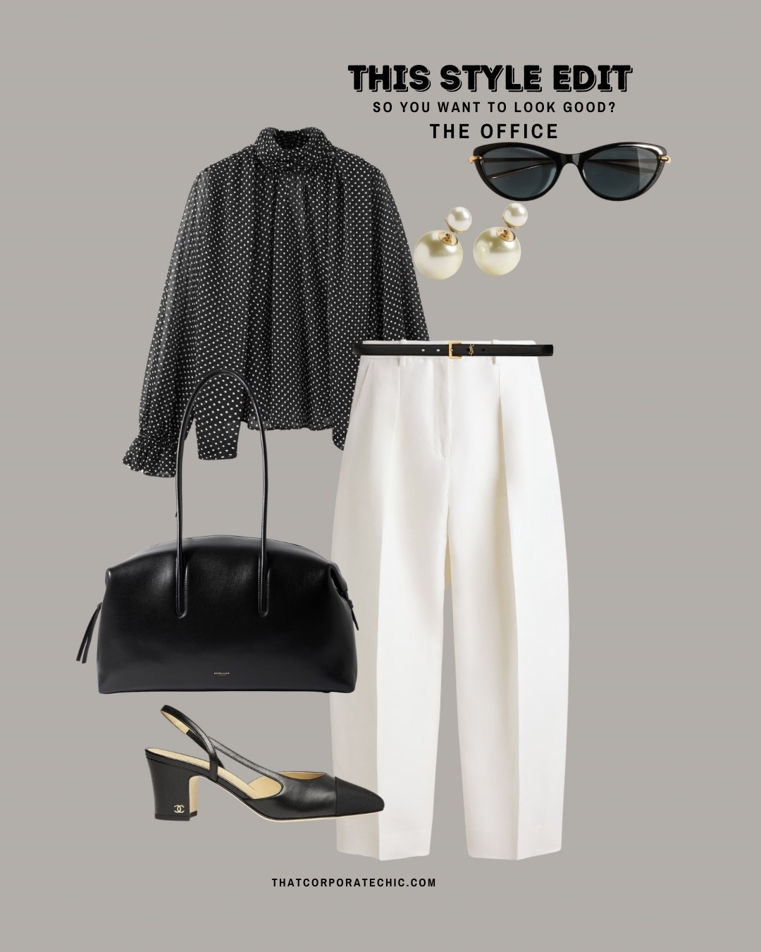 business casual workwear

Spring workwear 
Office style
Work look
White trousers
Polka dot styling
Polka dot blouse
Sling back shoes 

#LTKstyletip #LTKworkwear #LTKbag