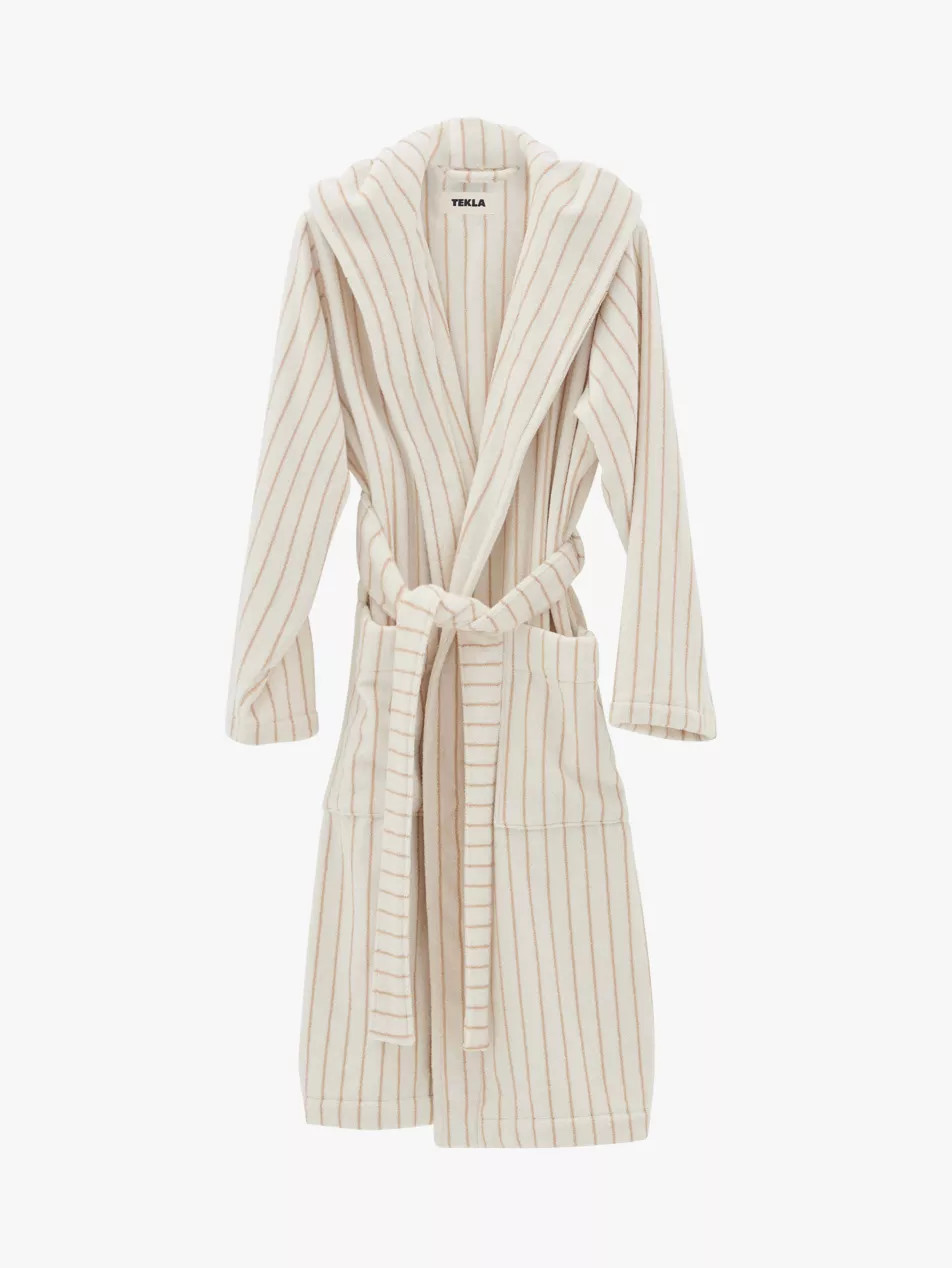 Hooded striped organic-cotton robe | Selfridges