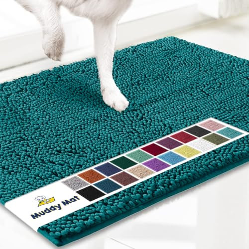 Muddy Mat® Original Dog Door Mat for Muddy Paws, Super Absorbent Microfiber, Non-Slip Washable Pet Rug, Quick Dry Chenille Entryway Carpet, Machine Washable Indoor Outdoor mat, Teal 24"x35" | Amazon (US)