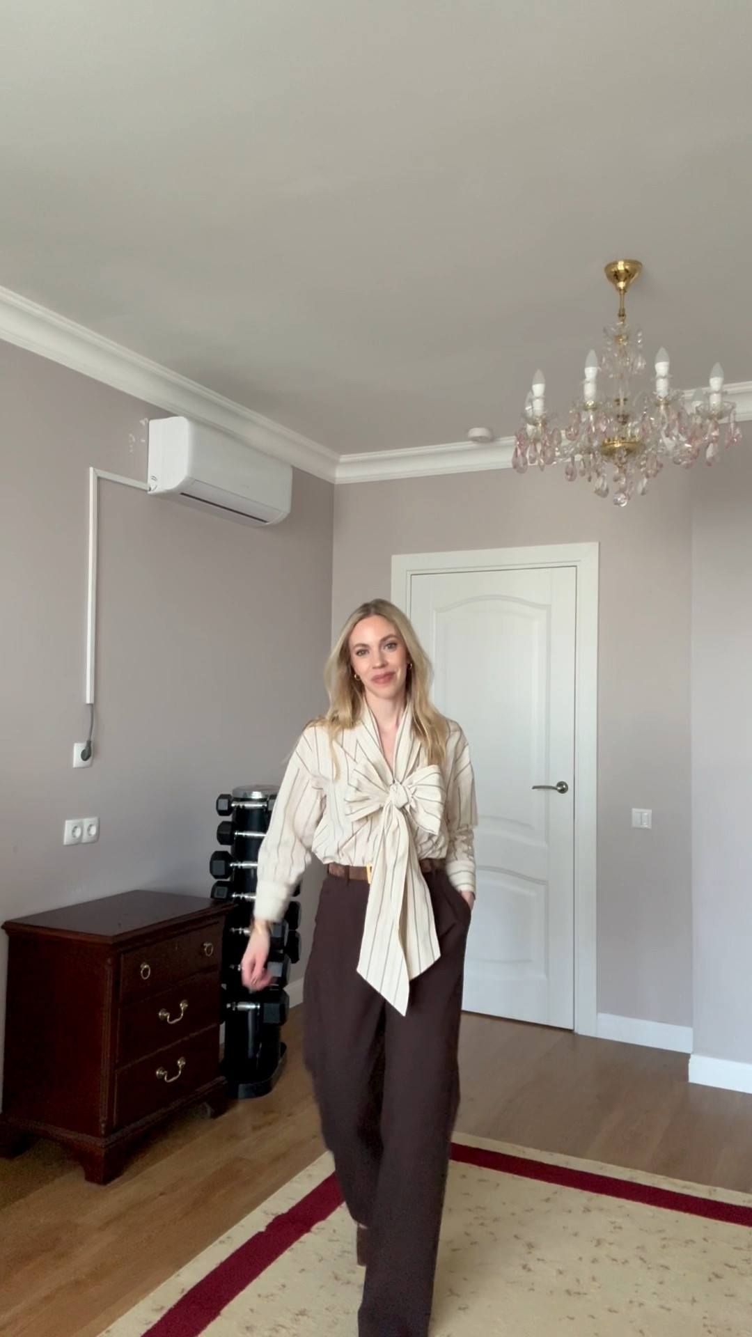 Work outfit, business casual workwear, bow blouse, chocolate brown trousers, suede slingbacks 

#LTKWorkwear #LTKootd #LTKOver40