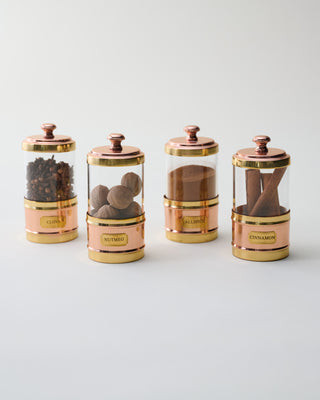 Antique Copper and Glass Spice Jars Set of Four | Magnolia