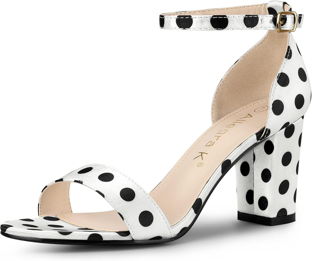 Allegra K Women's Open Toe Ankle Strap Chunky High Heel Sandals | Amazon (US)