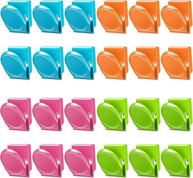 VICNOVA Magnetic Clips, 24 Pieces Magnetic Metal Chip Clips Fridge Magnets Refrigerator Whiteboar... | Amazon (US)