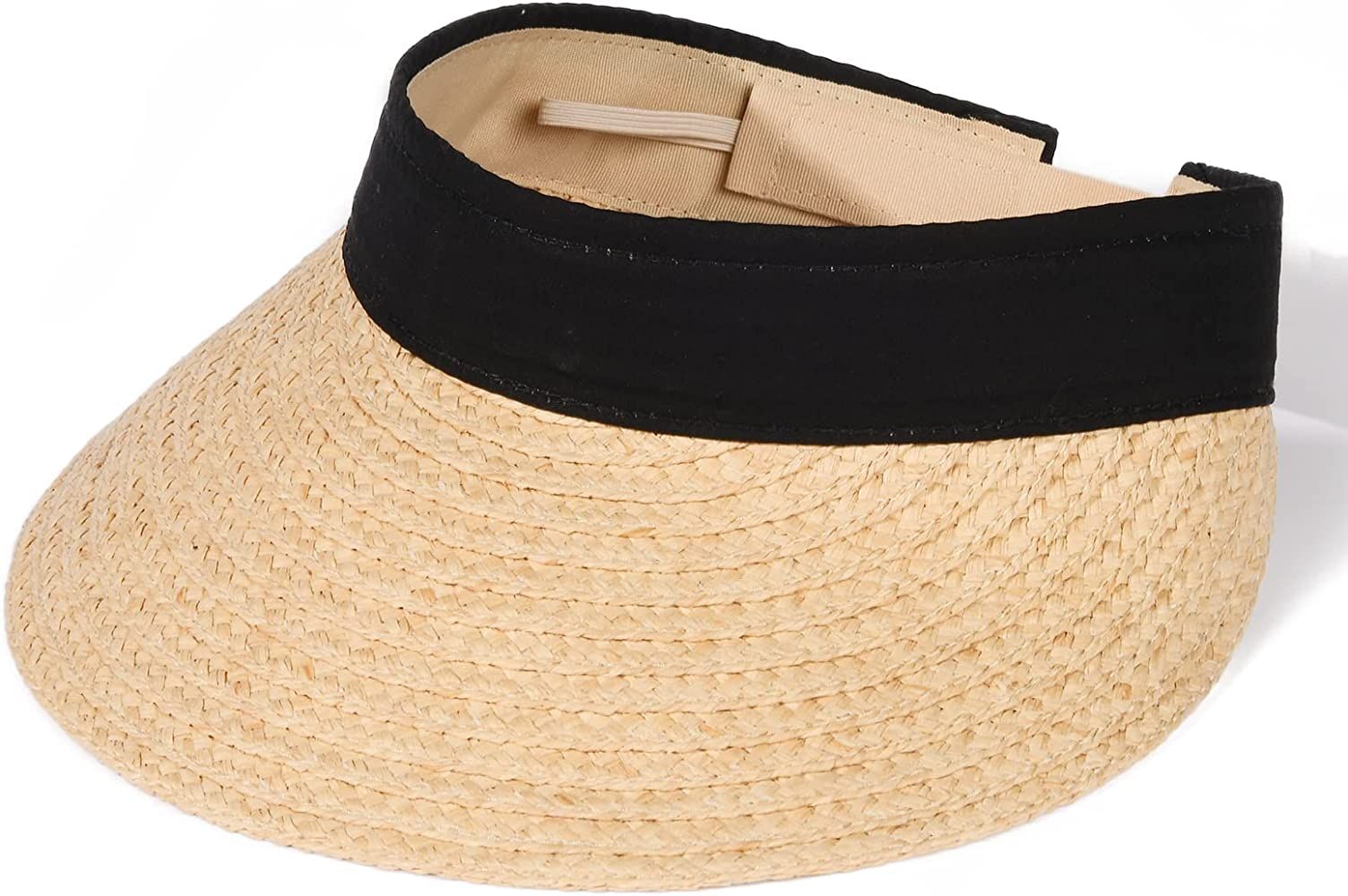 FURTALK Sun Visor Hats for Women Wide Brim Straw Visors Womens Foldable Beach Visors Summer Roll Up  | Amazon (US)
