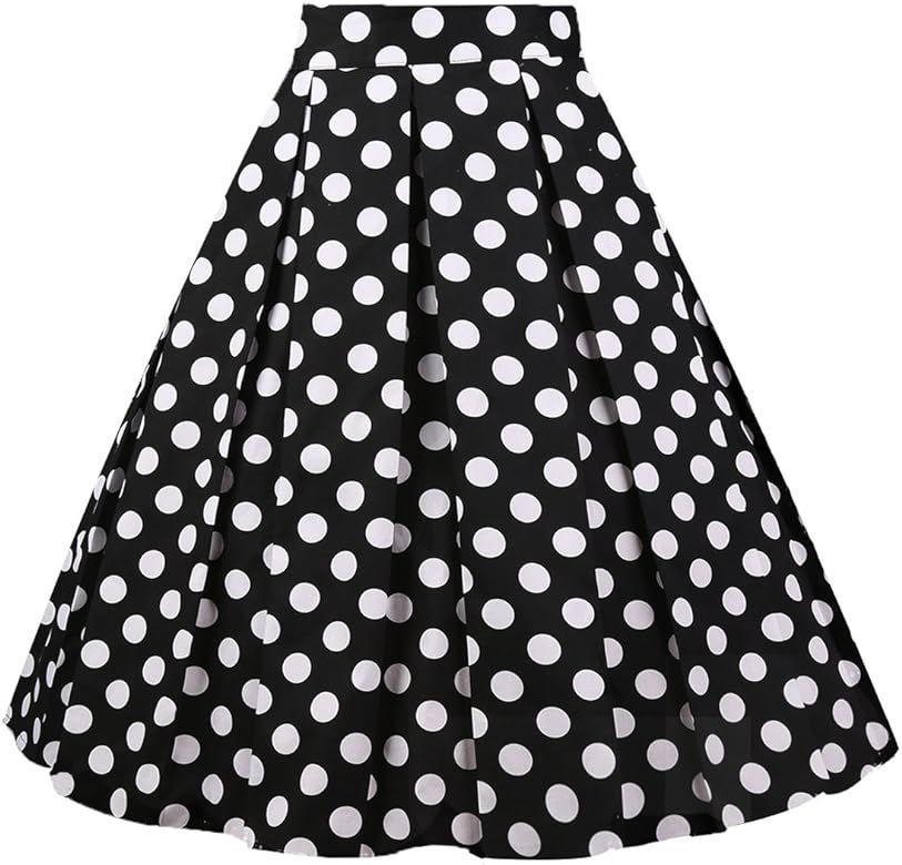 Girstunm Women's Pleated Vintage Skirt Floral Print A-line Midi Skirts with Pockets | Amazon (US)