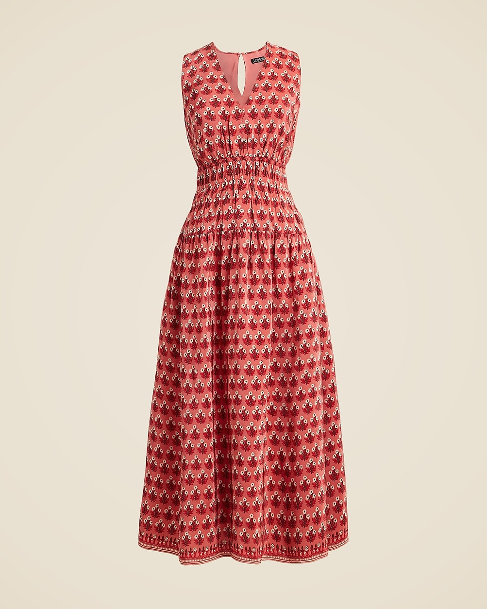 Tall smocked sleeveless dress in floral drapey viscose twill | J. Crew US