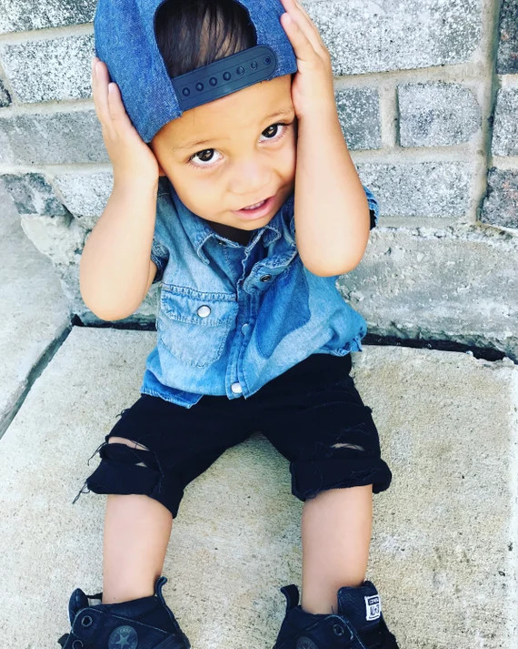 Boys Black Slashed Shorts - Etsy | Etsy (US)