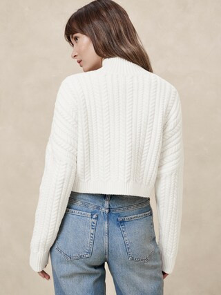 Cropped Cable Turtleneck Sweater | Banana Republic Factory