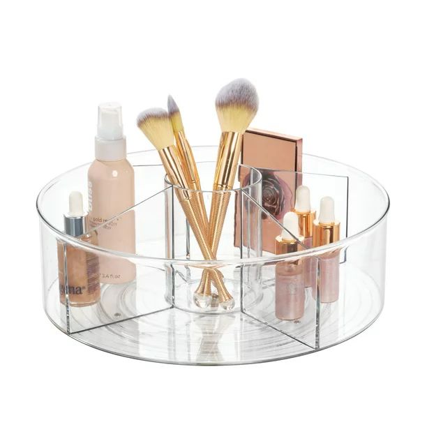 iDesign Clear Plastic Divided Cosmetic Brush Storage Organizer Turntable with Cup for Bathroom Va... | Walmart (US)