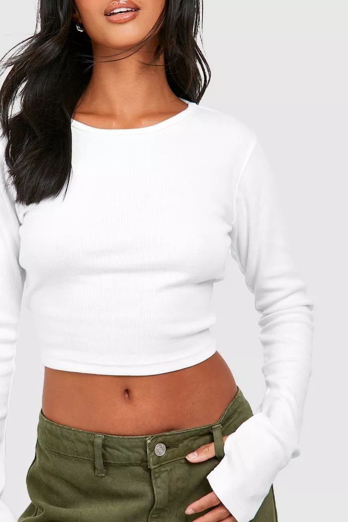 Petite Crew Neck Long Sleeve Top | boohoo (US & Canada)