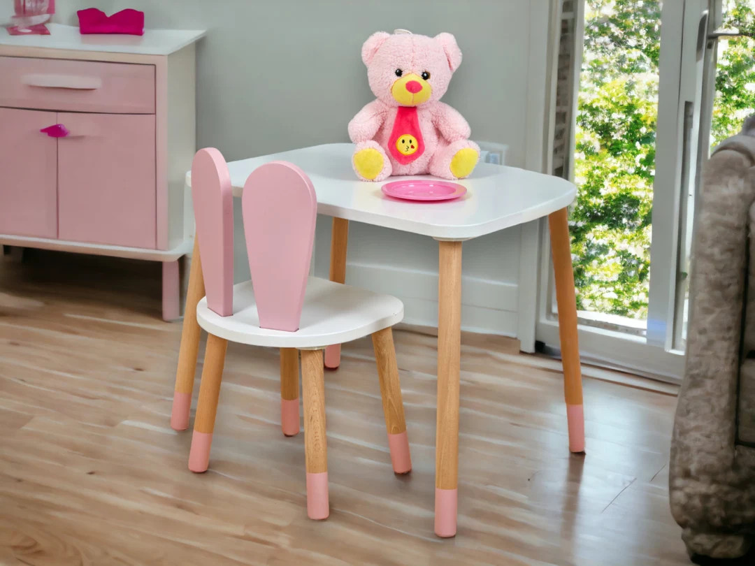 Smartie Bunny Chair Handmade Pink Kids Table and Chair Set-kids Table With Two Chairs-montessori ... | Etsy (US)