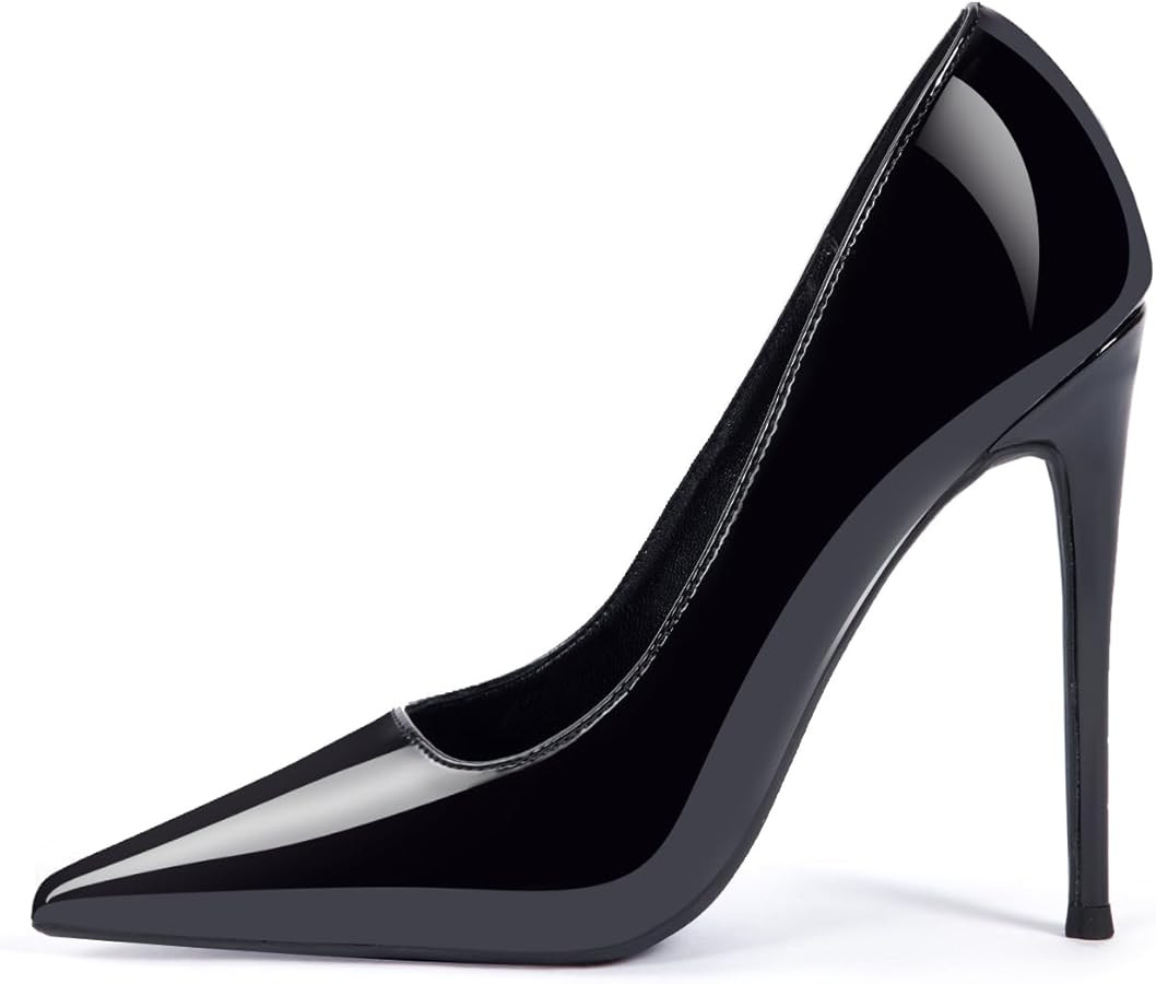 GENSHUO Women's 4.7 Inch Pumps Pointy Closed Toe Stiletto Sexy High Heels Slip on Porm Party Wedd... | Amazon (US)