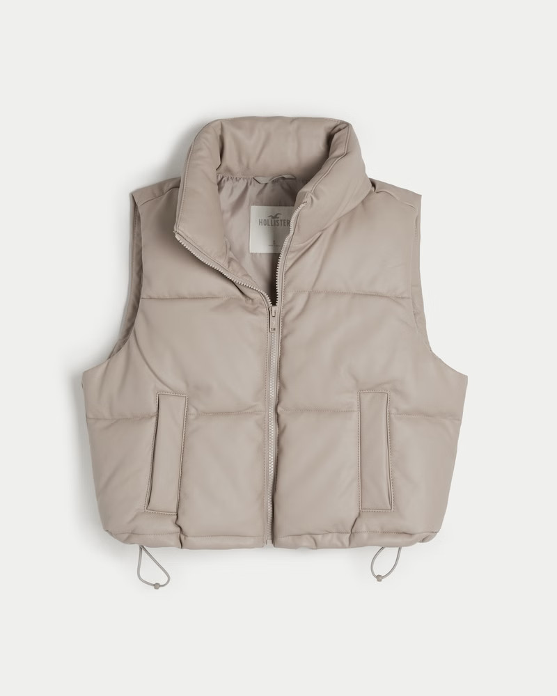 Ultimate Vegan Leather Mini Puffer Vest | Hollister (US)