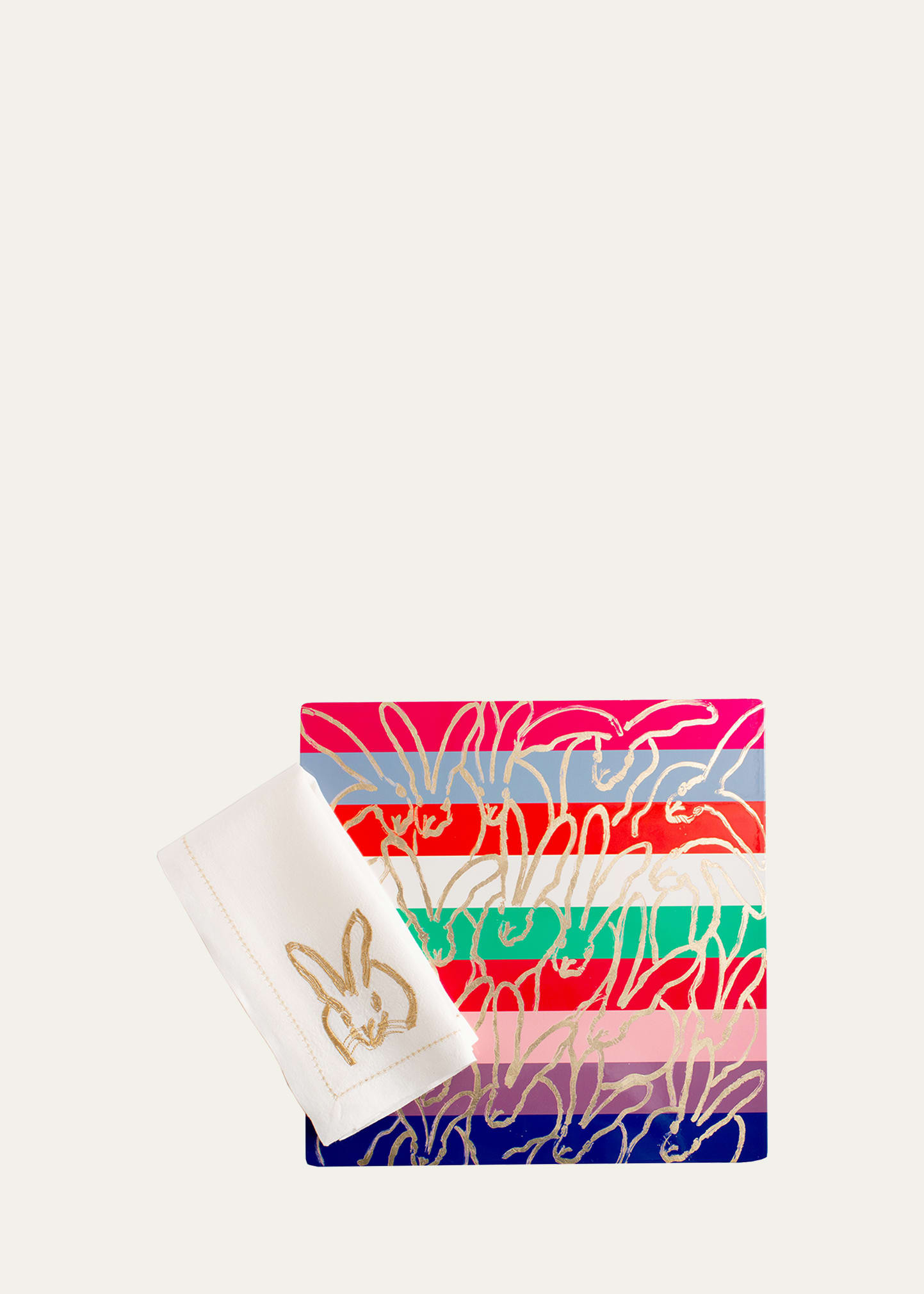 Hunt Slonem Banded Bunny Gold Leaf & Lacquer Placemat | Bergdorf Goodman