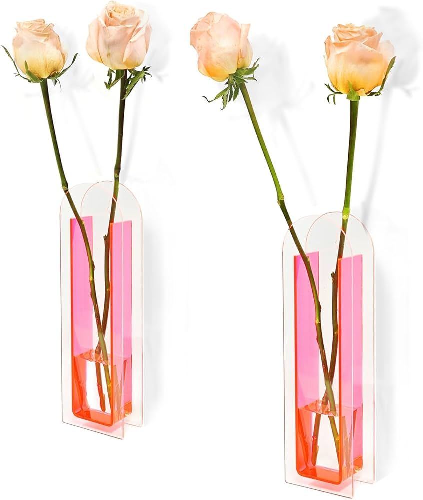 2-Pack Cute Acrylic Flower Vase for Mother's Day - Acrylic Vase for Flowers Plants, Unique Vase f... | Amazon (US)