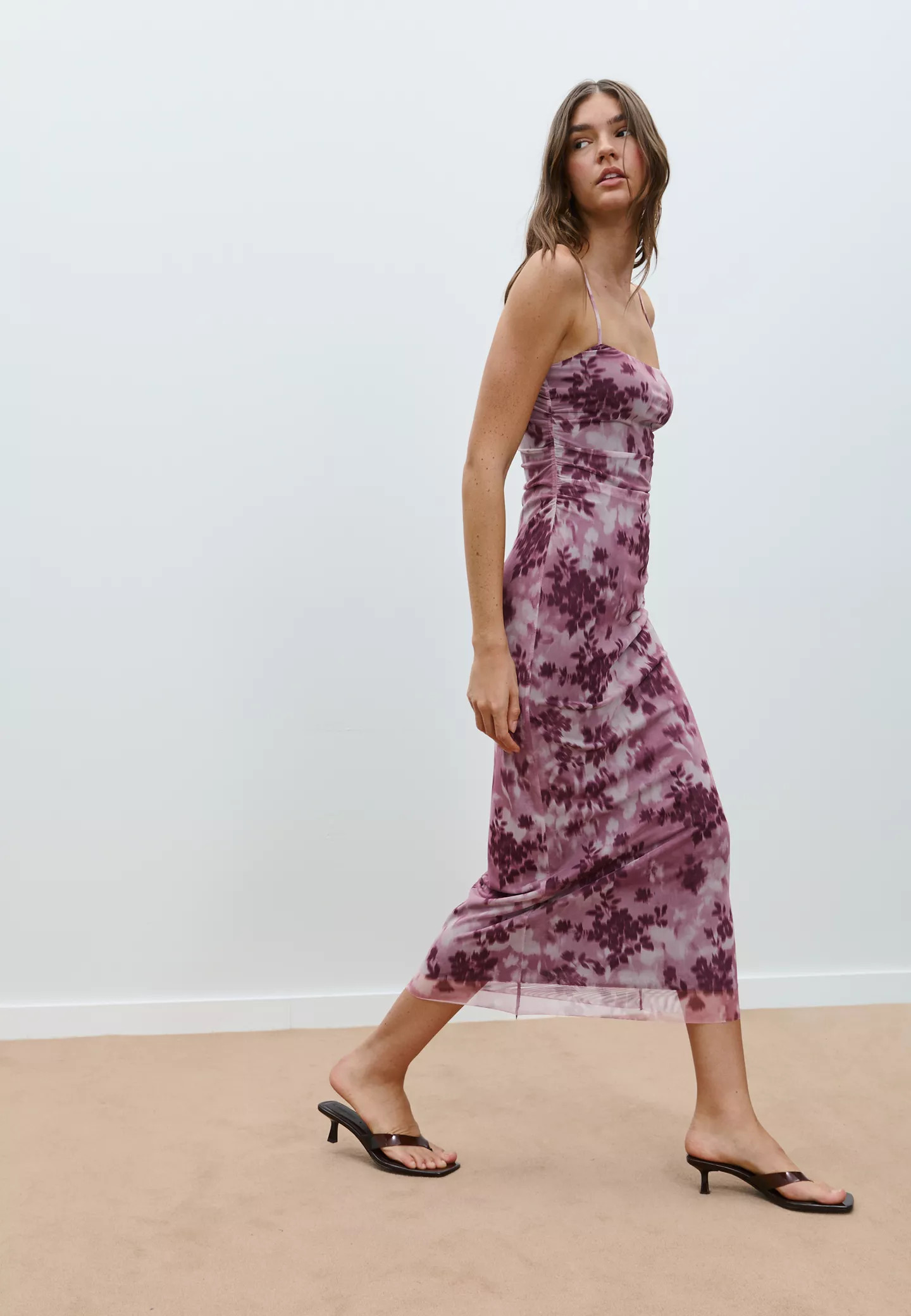 Printed tulle midi dress | Stradivarius (UK)