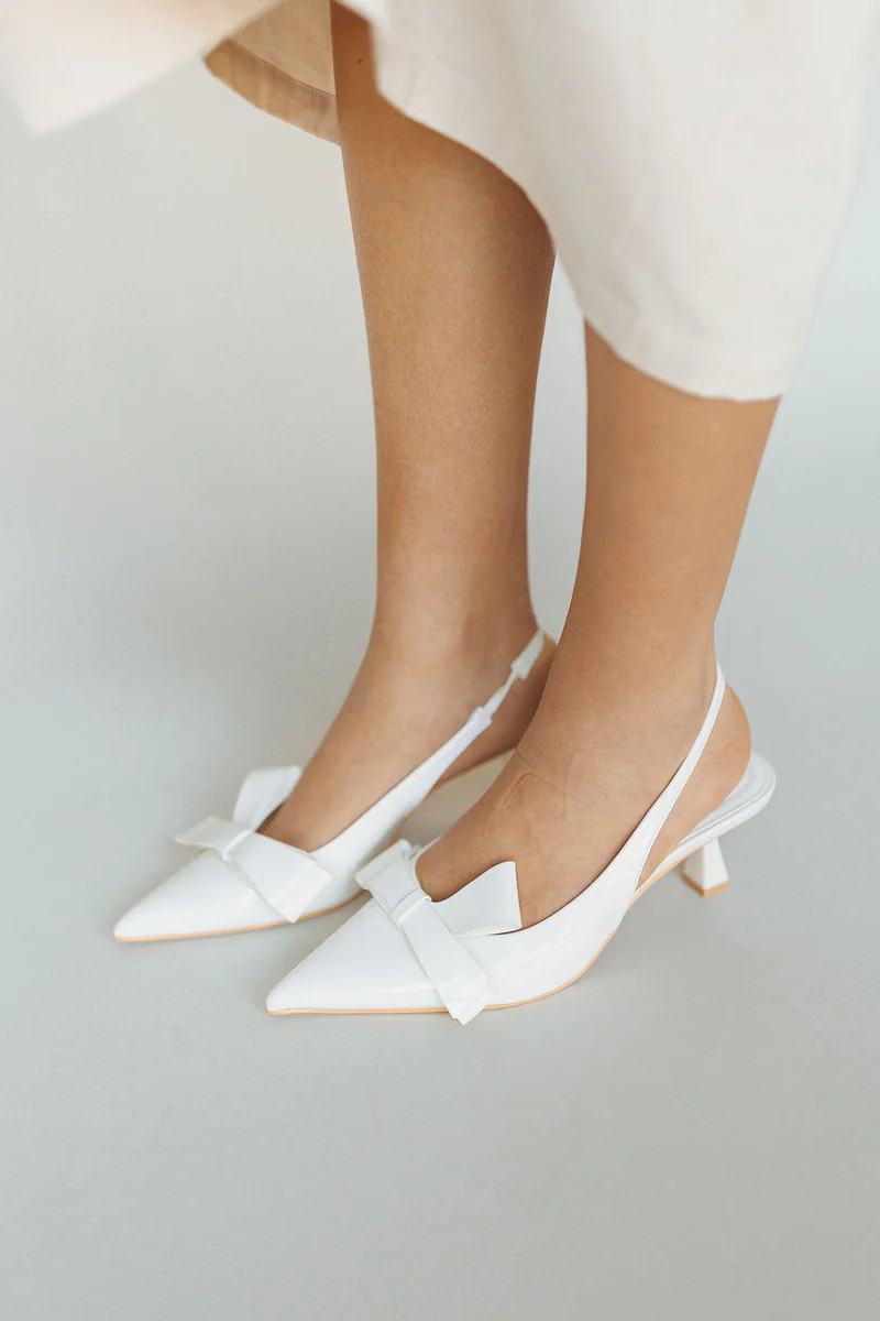 Calli Kitten Heels in White | Henly