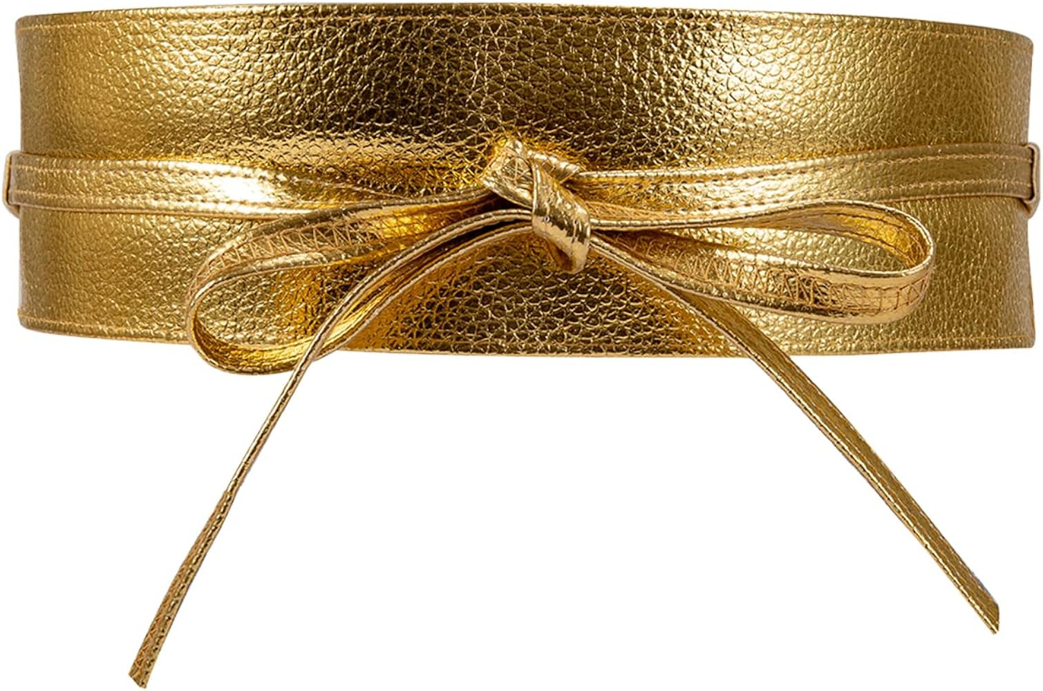 Women Faux Leather Waist Belt, Gold Belts for Women Dresses, Fashion Wrap Around Obi Belt | Amazon (US)
