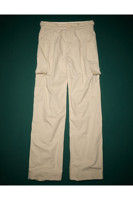 AE77 Premium Pleated Cargo Pant NULL Cream 0 Regular | American Eagle Outfitters (US & CA)
