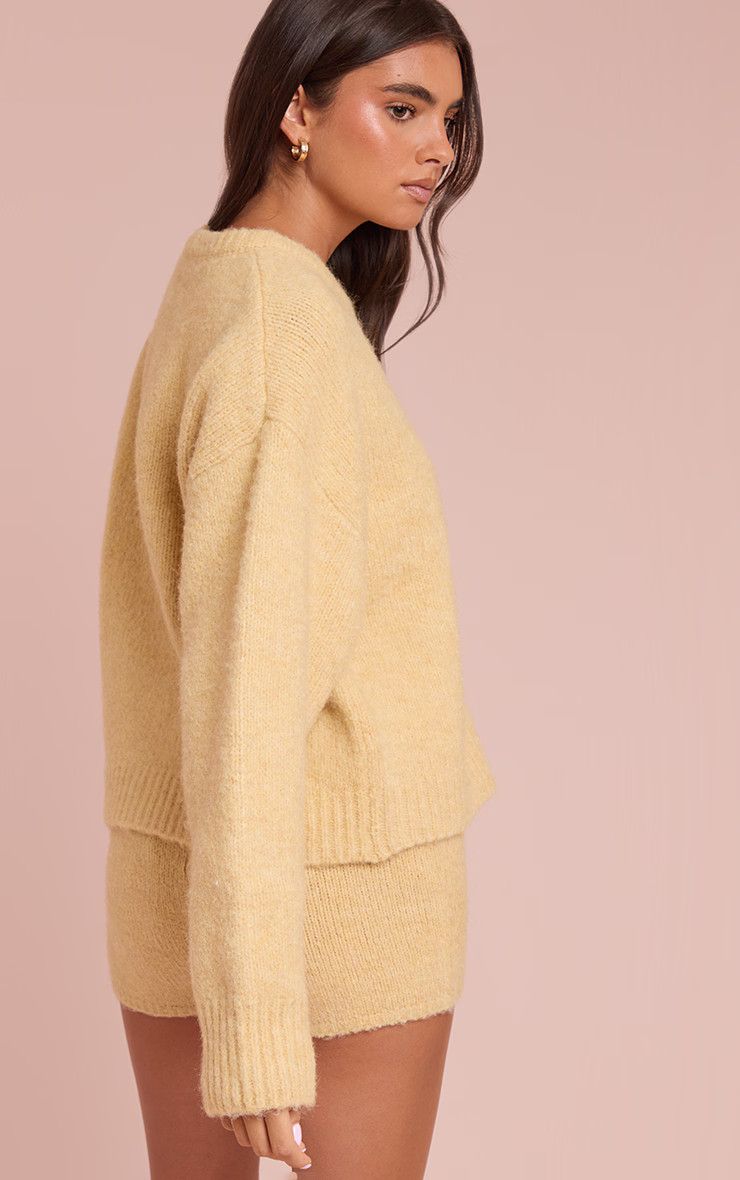 Buttercream Brushed Oversized Round Neck Cardigan | Knitwear | PrettyLittleThing US