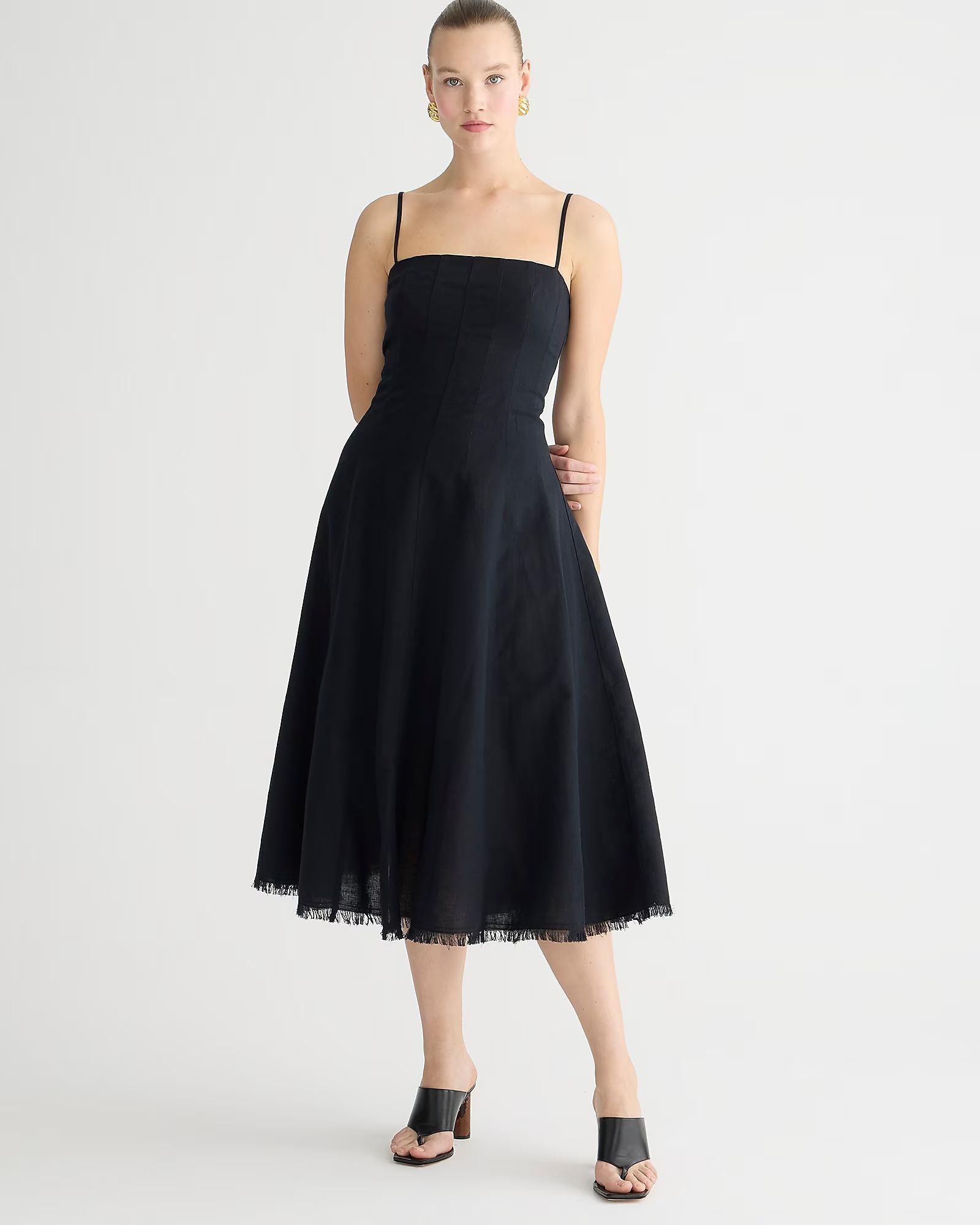 new4.0(1 REVIEWS)Seamed flare midi dress in linen blend$99.50$168.00 (41% Off)Dress Event. 40% of... | J.Crew US