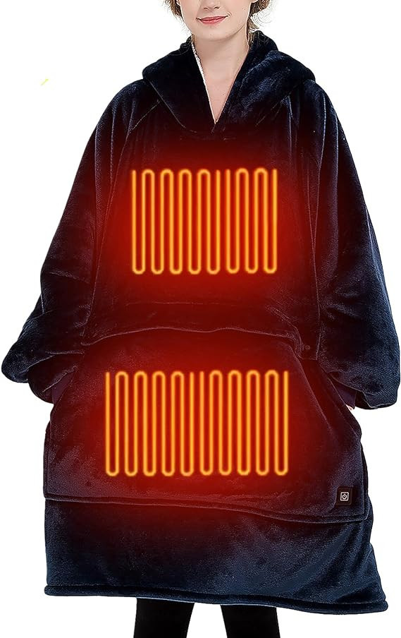 Heated Wearable Blanket for Adult, Electric Heating Soft Sherpa Oversized Hoodie Blanket Sweatshi... | Amazon (US)