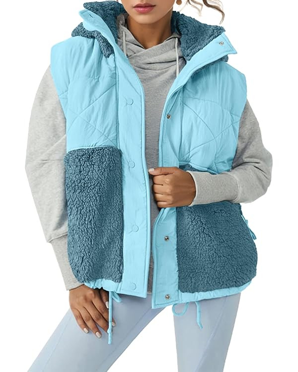 Imily Bela Women’s Winter Fleece Vest Stand Collar Button Down Casual Hooded Coat | Amazon (US)