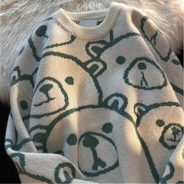 Mushini - Bear Print Knit Sweatshirt | YesStyle | YesStyle Global