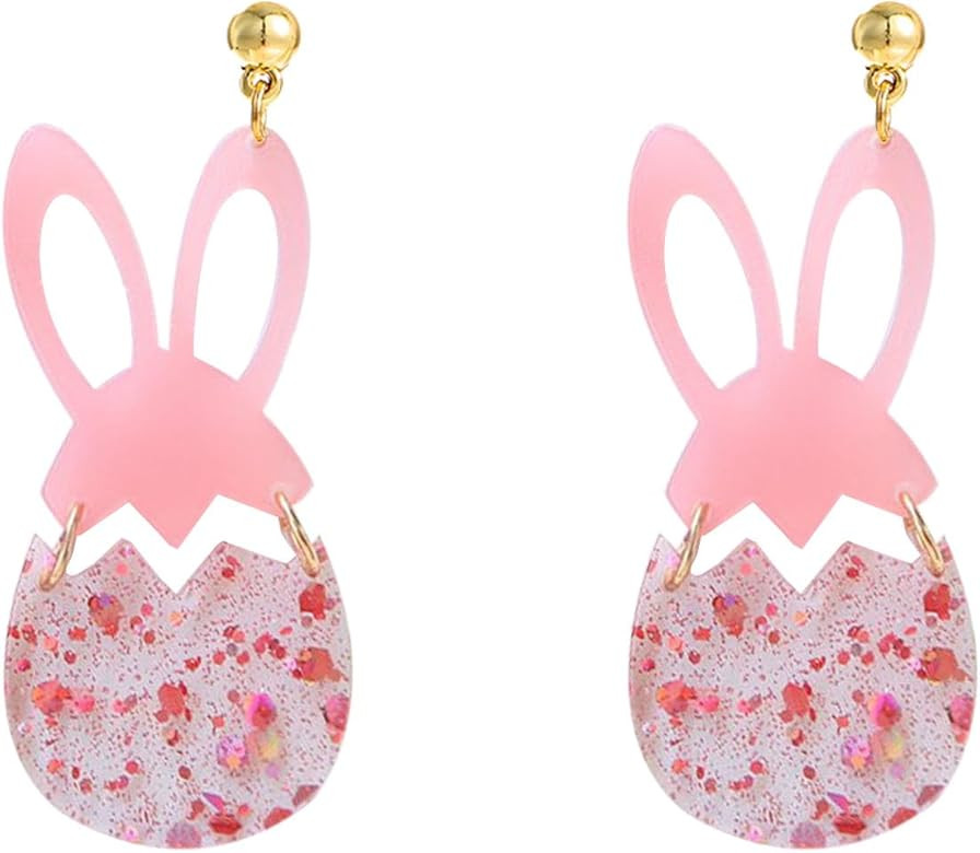 Bunny Earrings for Women Cute Easter Bunny Dangle Earrings Acrylic Rabbit Egg Drop Earrings Easte... | Amazon (US)