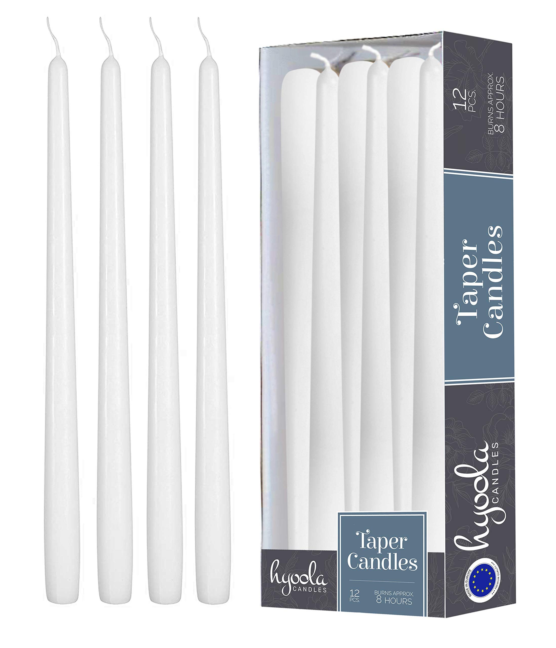 Hyoola 12 Pack Tall Taper Candles - 10 Inch White Dripless, Unscented Dinner Candle - Paraffin Wa... | Amazon (US)