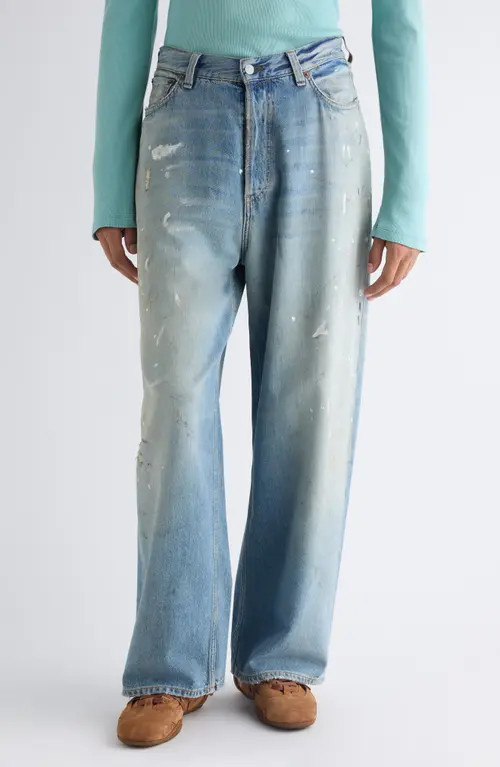 Acne Studios 2023 U Trafalgar Paint Splattered Straight Leg Jeans in Light Blue at Nordstrom, Siz... | Nordstrom