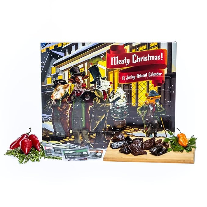 Man Crates Jerky Advent Calendar Featuring "Cow Caroler" Artwork – Includes 25 Festive Flavors ... | Amazon (US)