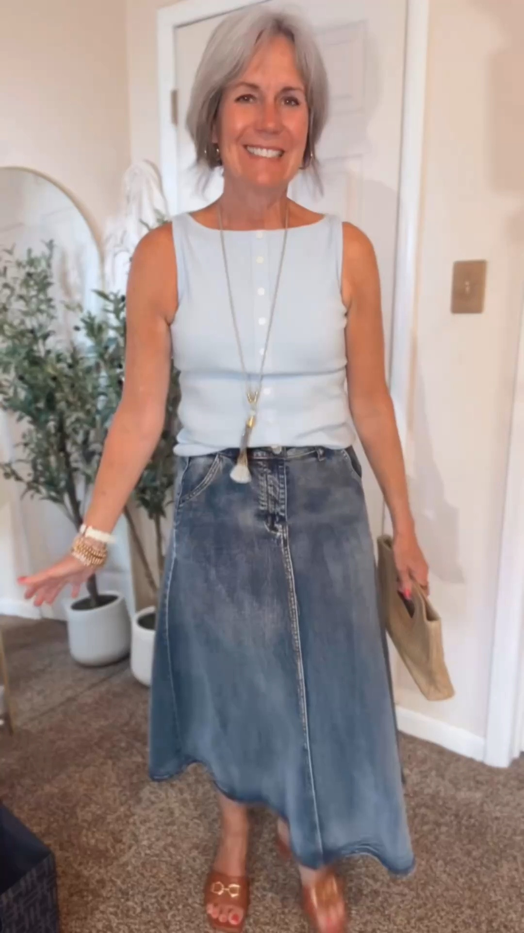 ‼️ SALE ALERT ‼️ Denim A-line skirt 13-33% off depending on the color
 I am wearing a small for reference 

#LTKSaleAlert #LTKOver40 #LTKootd