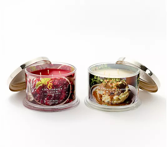 HomeWorx by Slatkin + Co. S/2 18oz Gather & Give Thanks Candles | QVC
