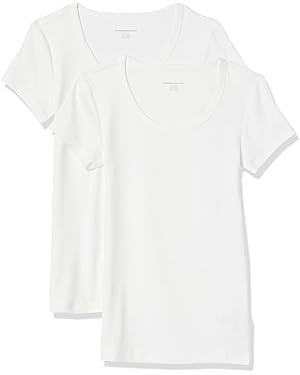 Amazon Essentials Women's Slim-Fit Cap-Sleeve Scoop Neck T-Shirt, Pack of 2 | Amazon (US)