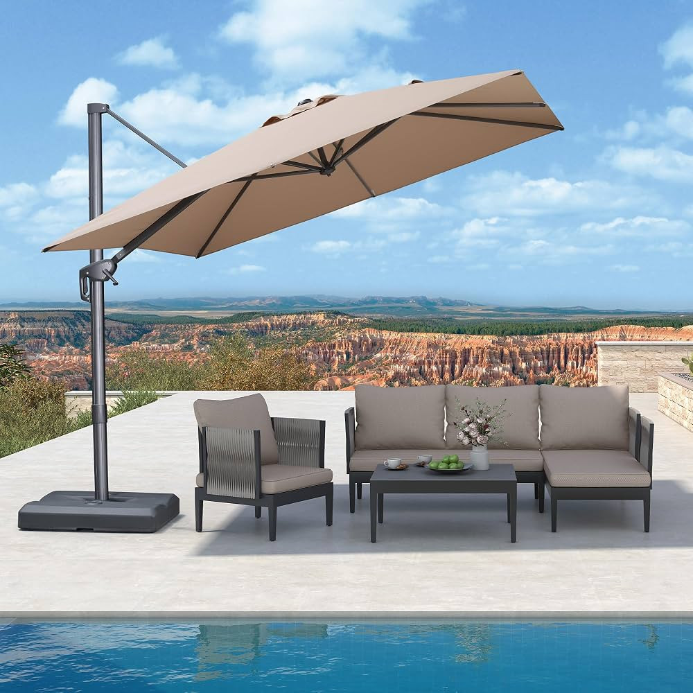 PURPLE LEAF 9 FT Cantilever Patio Umbrella Outdoor Aluminum Offset Square Umbrella with 3 Years F... | Amazon (US)