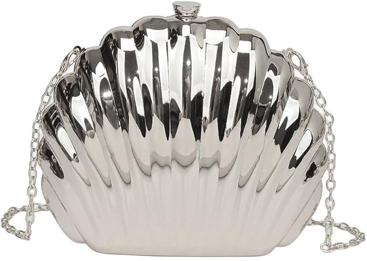 Women Seashell Evening Bag Clutch Shell Handbag Purse Metal Chain Crossbody Chain Strap Clutch fo... | Amazon (US)