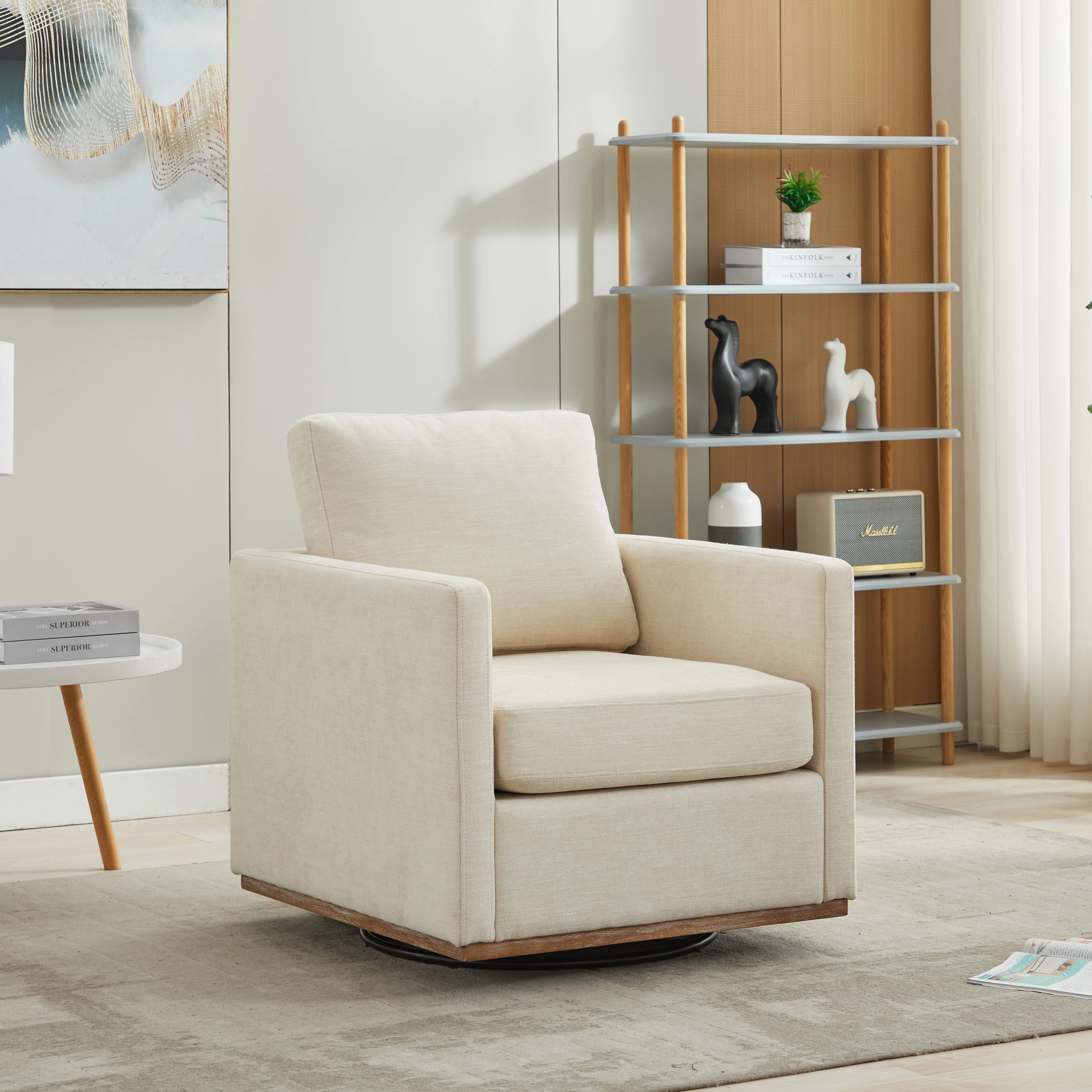 Wide Upholstered Swivel Armchair | Wayfair North America