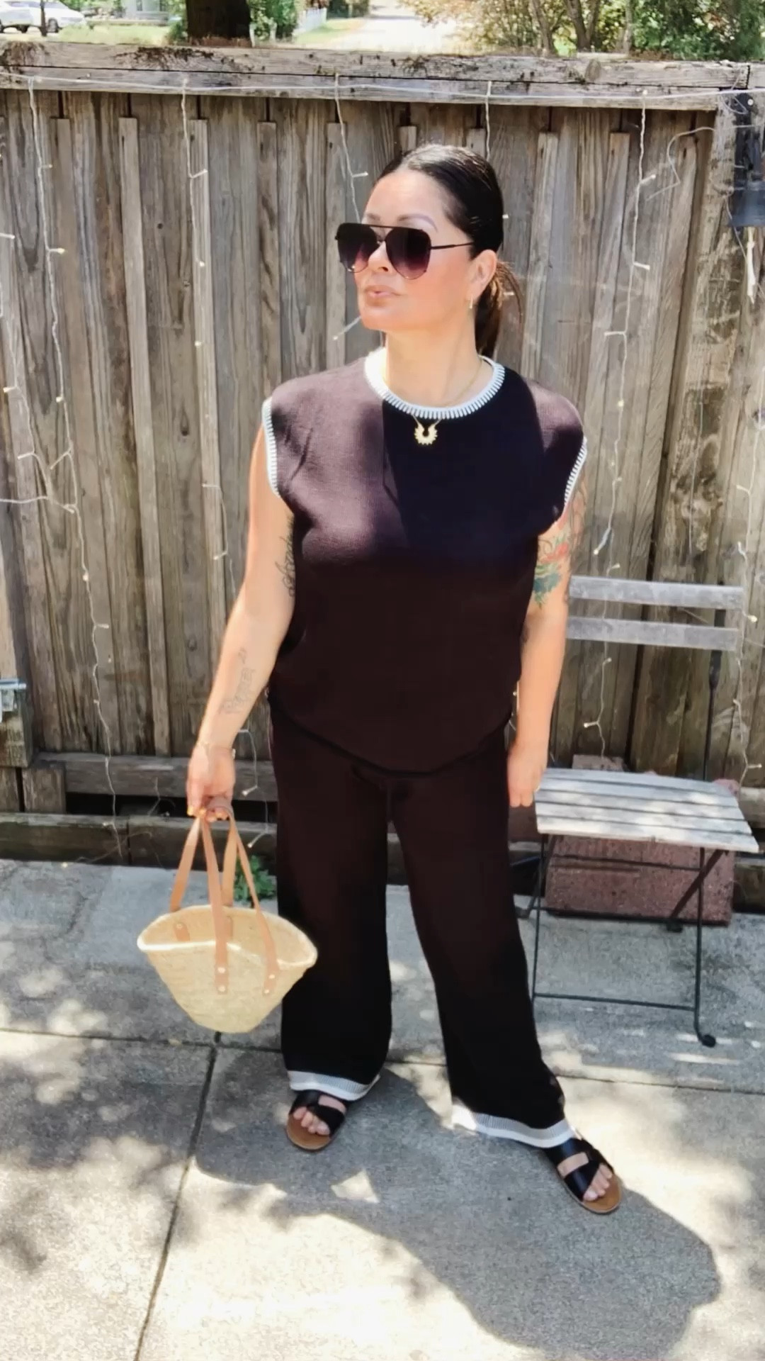 Wear on a small in both knit sets. Frey set a medium. Jeans size 27 & striped top a medium. Sandals a size 6

Summer style 
Vacation wear
Resort style
Travel outfits
#LTKSummerSales
#LTKActive
#LTKOver40


#LTKStyleTip #LTKTravel #LTKSaleAlert