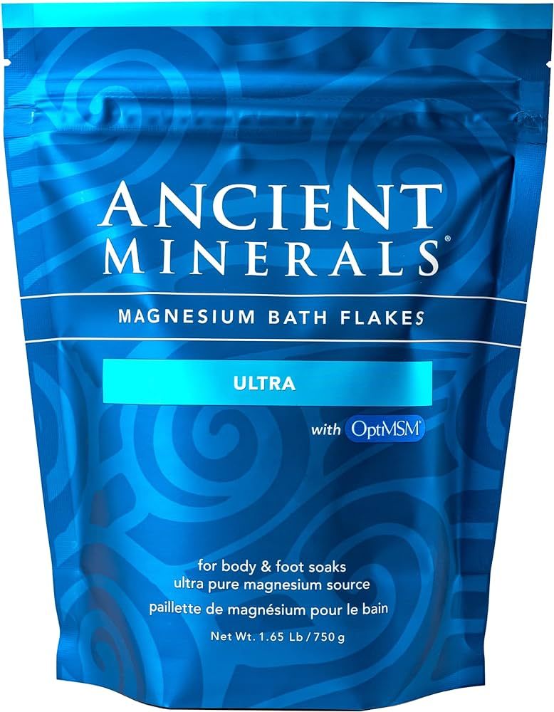 Ancient Minerals Magnesium Bath Flakes Ultra with OptiMSM - Resealable Magnesium Supplement Bag o... | Amazon (US)