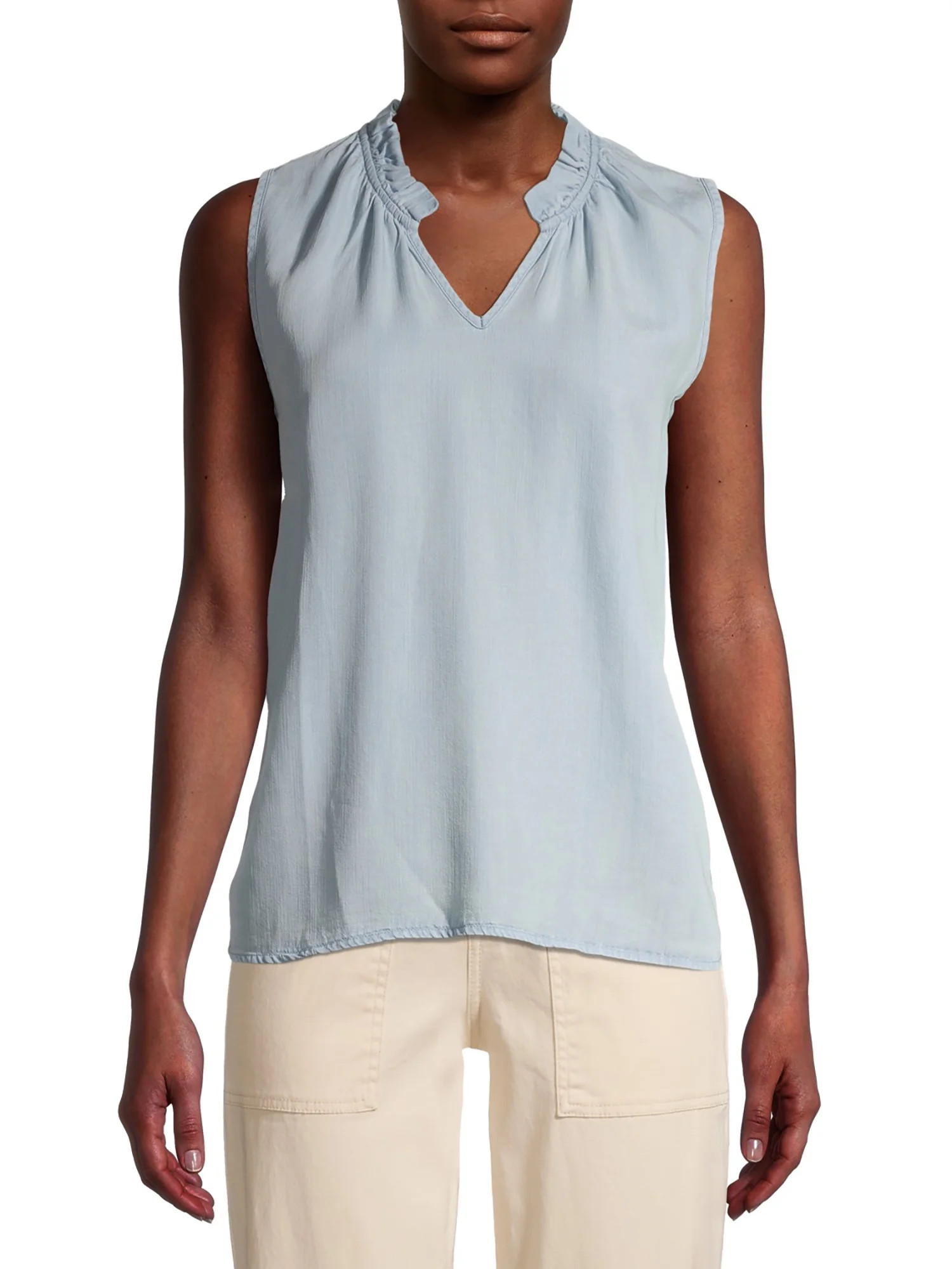 Time and Tru Women's Ruffle Collar Tank | Walmart (US)