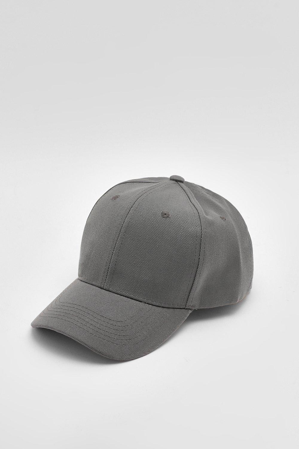 Womens Plain Dark Grey Baseball Cap - One Size | Boohoo.com (US & CA)