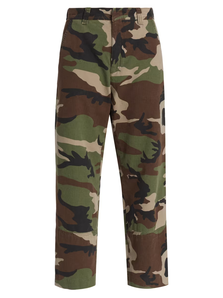 Shop SPRWMN Camo Mid-Rise Trousers | Saks Fifth Avenue | Saks Fifth Avenue