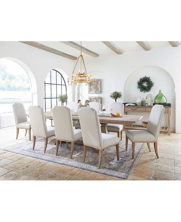 Rachael Ray Monteverdi Dining Furniture, 9-Pc. Set (Table, 6 Upholstered Side Chairs & 2 Upholste... | Macys (US)