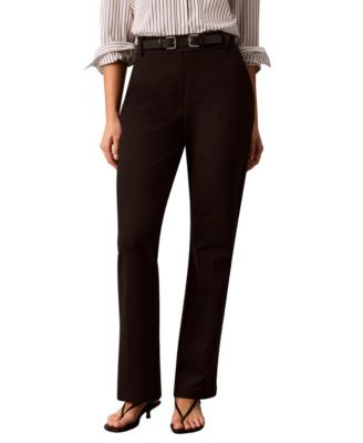 Calvin Klein Womens Hi Twist Compression High Rise Bootcut Pants | Macy's