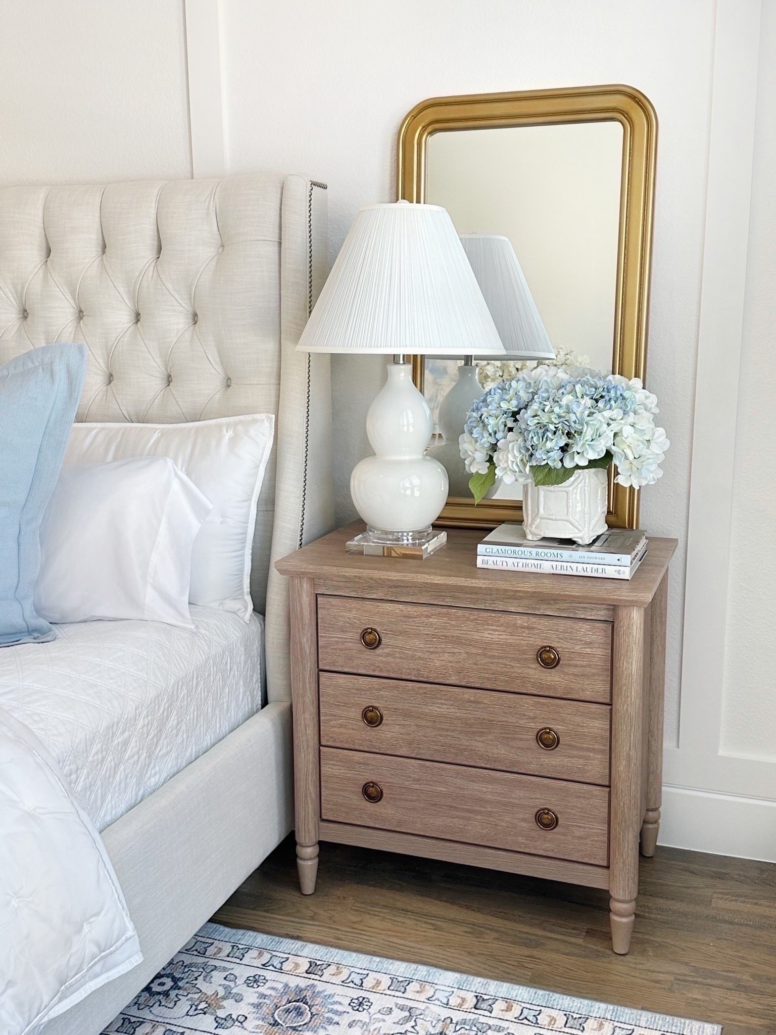 Affordable nightstand from Walmart - also linked the French drawer pulls 