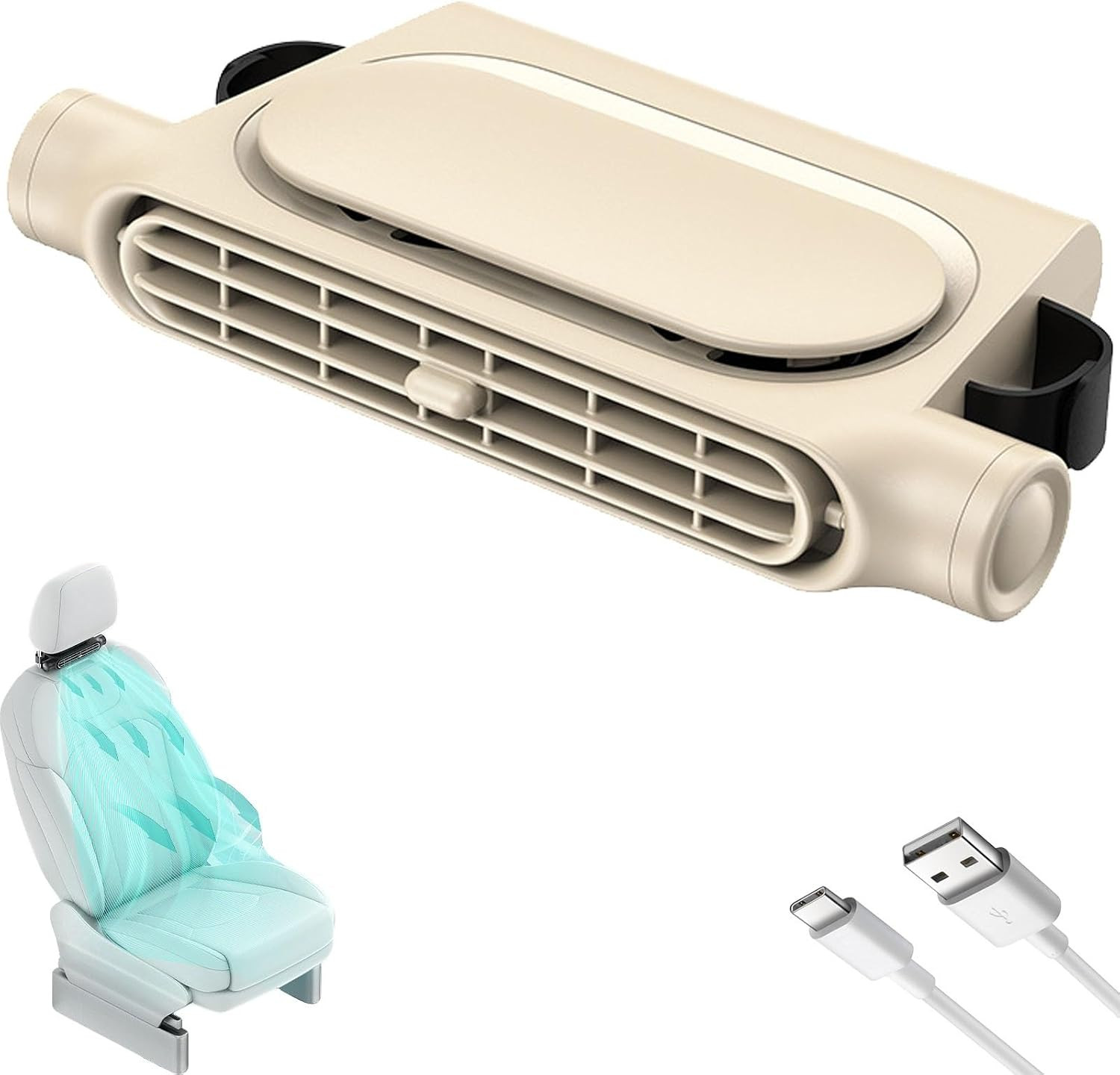 Car Seat Fan for Backseat for Kids, Mini Portable Battery Operated Back Seat Baby Quiet Headrest Neck Cooling AC Fan with 3 Adjustable Wind Speeds for All Cars Vehicle RV Truck(BEIGE) | Amazon (US)