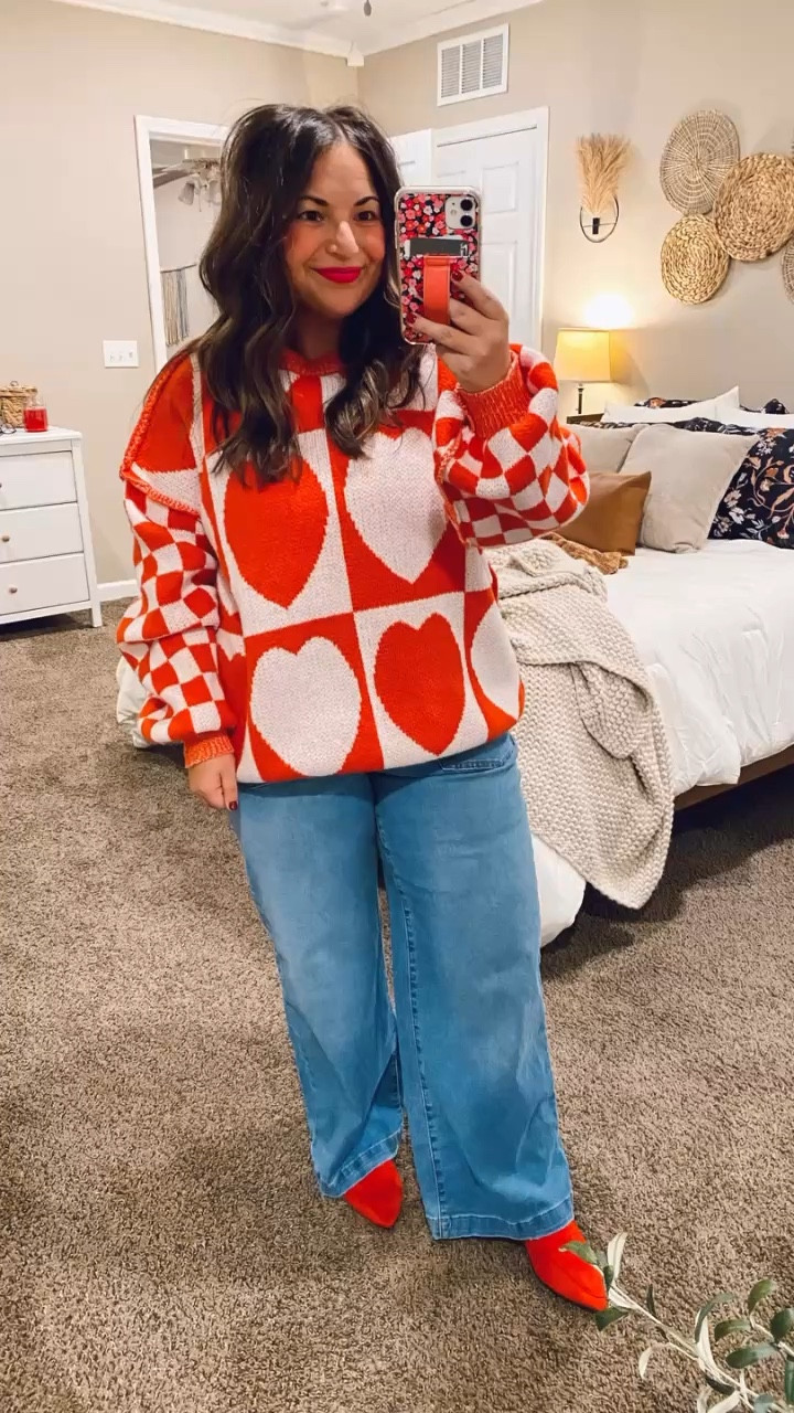 Celebrating Valentine’s Day in style with comfy + cute outfits that don't break the bank! 💕
mules: fit true to size // wearing a 5
jeans: fit true to size // wearing a 14
sweater: fits oversized // wearing a large 

 #LTKWatchNow #LTKSeasonal #LTKStyleTip