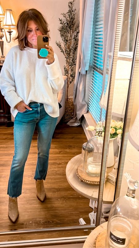 Mother jeans, wearing size 27. Amazon sweater, size small  

#LTKstyletip #LTKfindsunder50 #LTKover40